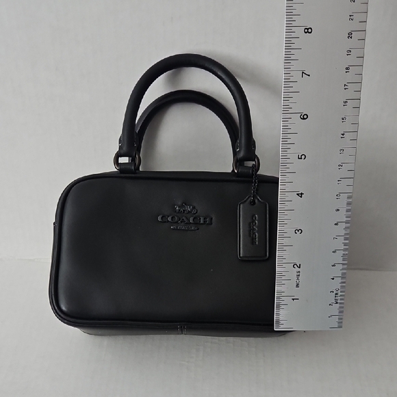 Coach Black Satchel Crossbody Top Handle Smooth Leather - Picture 7 of 12